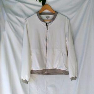 Passionit Jacket Womens Sz L White Long Sleeve Tennis Zip Up Front Nwt